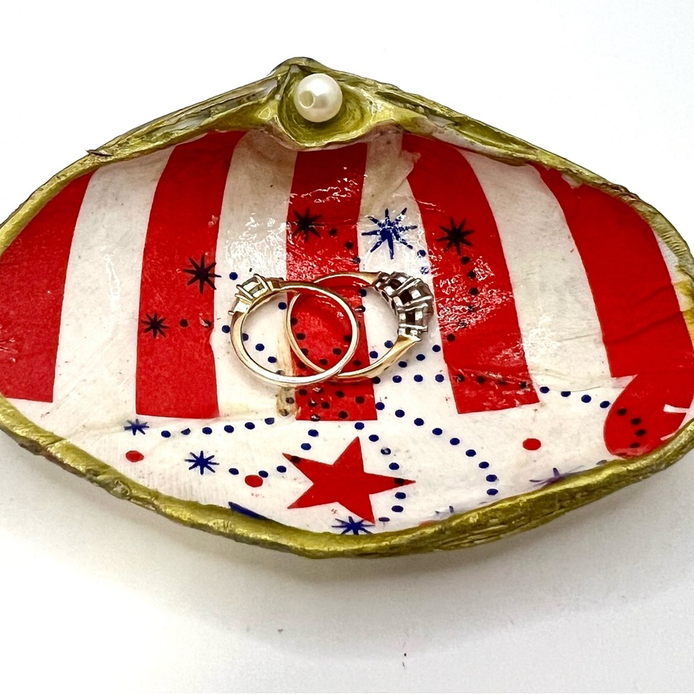 Patriotic Red and White Striped Jewelry Dish 250th Anniversary